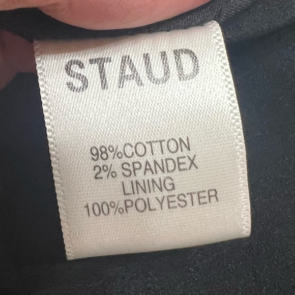 Staud Juliet Colorblock Off The Shoulder Cotton Bubble Hem Puff Sleeve Dress S - Picture 12 of 13